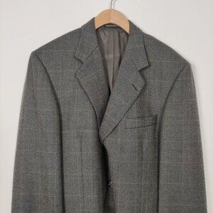Progress 1878 Men's 100% Wool Plaid Blazer Brown Orange Fall Business Casual